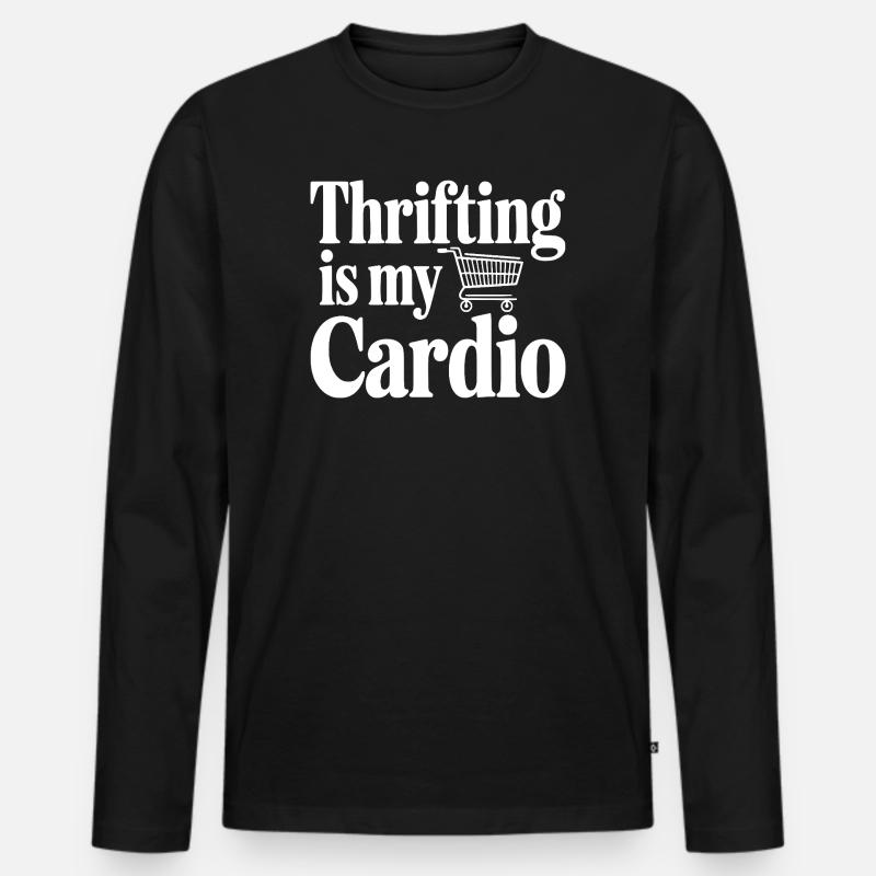Thrifling ist mein Cardio - Männer Premium Bio Langarmshirt - Schwarz