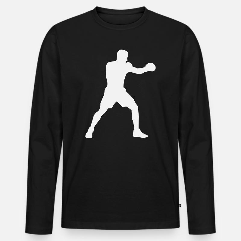 Boxsilhouette Kraftschub - Männer Premium Bio Langarmshirt - Schwarz