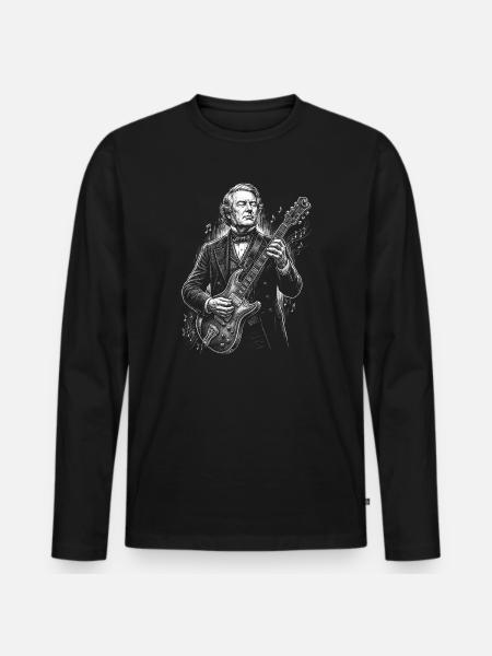 Millard Fillmore Playing Guitar - Men's Premium Organic Long Sleeve Shirt - black