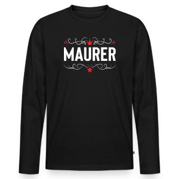 Métier de maçon - T-shirt manches longues Premium bio Homme - noir - Devant - Nico (187cm)