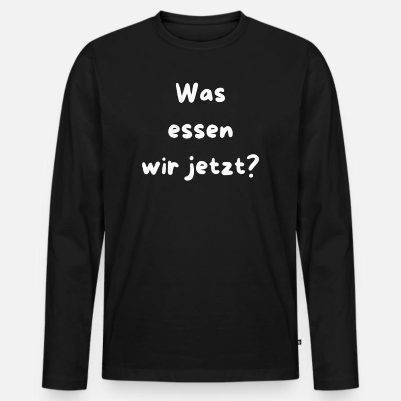 Was essen wir jetzt?  - Männer Premium Bio Langarmshirt - Schwarz