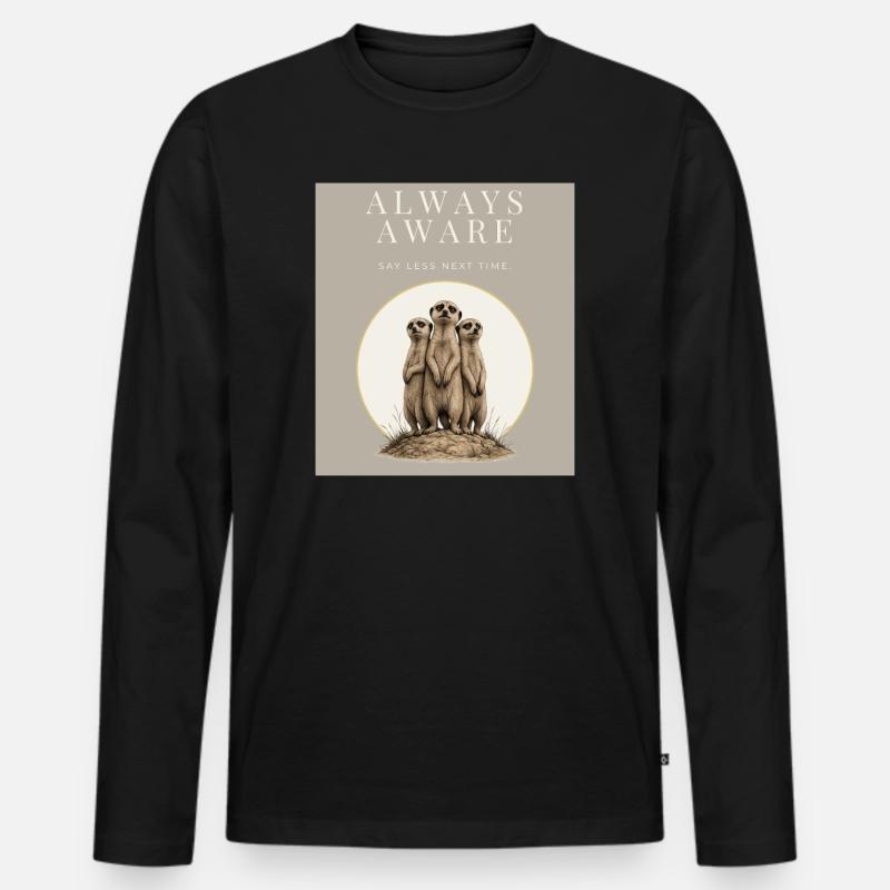 Always Aware Meerkat Trio - Männer Premium Bio Langarmshirt - Schwarz