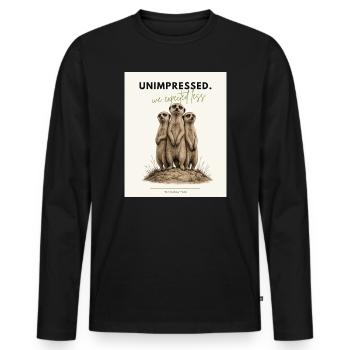 Unimpressed Funny Meerkat - Männer Premium Bio Langarmshirt - Schwarz - Vorne - Nico (187cm)