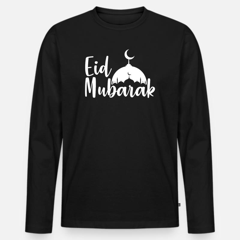 Eid Mubarak - Männer Premium Bio Langarmshirt - Schwarz