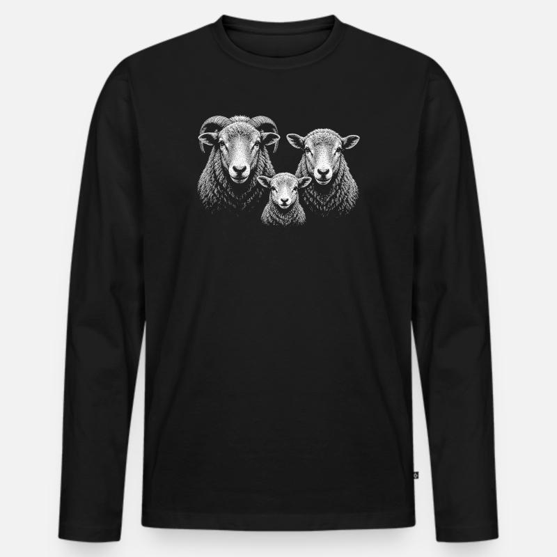 Schafe - Männer Premium Bio Langarmshirt - Schwarz
