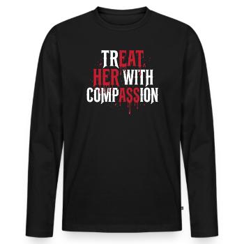 Traitez-la avec compassion - T-shirt manches longues Premium bio Homme - noir - Devant - Nico (187cm)