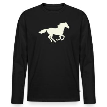 Jumping Stallion Silhouette - Men's Premium Organic Long Sleeve Shirt - black - Front - Nico (187cm)
