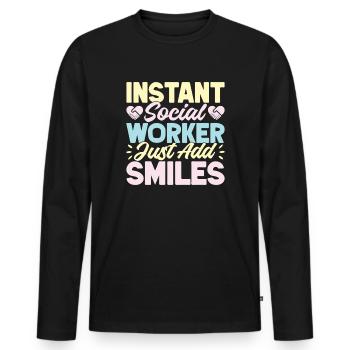 Social Worker Quota Just Add Smiles Social Work - Men's Premium Organic Long Sleeve Shirt - black - Front - Nico (187cm)