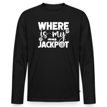 Joueur de bingo, où est mon jackpot, bingo ? - T-shirt manches longues Premium bio Homme - noir - Devant - Nico (187cm)