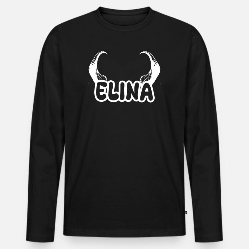 Elina - Männer Premium Bio Langarmshirt - Schwarz