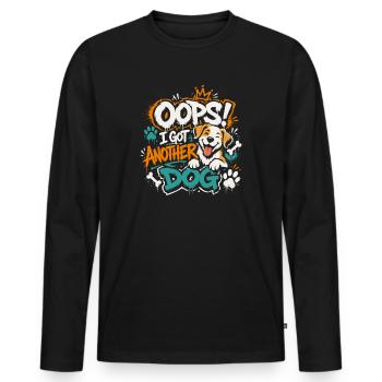 Oops, ich hab wieder Hund! - Männer Premium Bio Langarmshirt - Schwarz - Vorne - Nico (187cm)