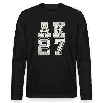 AK 27 - Männer Premium Bio Langarmshirt - Schwarz - Vorne - Nico (187cm)