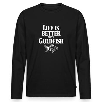 Life is Better with Goldfish - Men's Premium Organic Long Sleeve Shirt - black - Front - Nico (187cm)