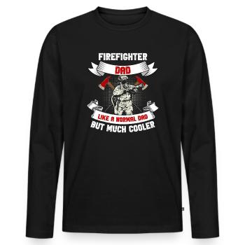 Papa pompier cool - T-shirt manches longues Premium bio Homme - noir - Devant - Nico (187cm)
