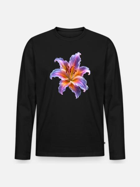 Motif floral abstrait Glowing Lily - T-shirt manches longues Premium bio Homme - noir