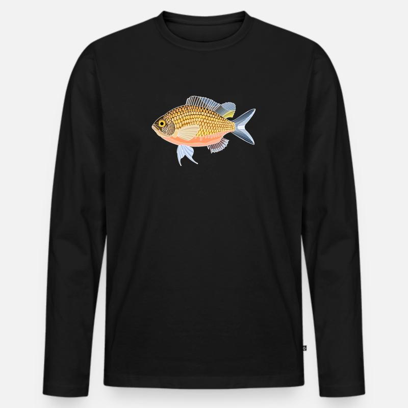 Mönchsfisch - Männer Premium Bio Langarmshirt - Schwarz