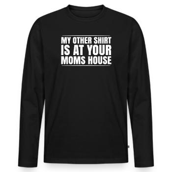Mon autre t-shirt mème chez ta mère - T-shirt manches longues Premium bio Homme - noir - Devant - Nico (187cm)