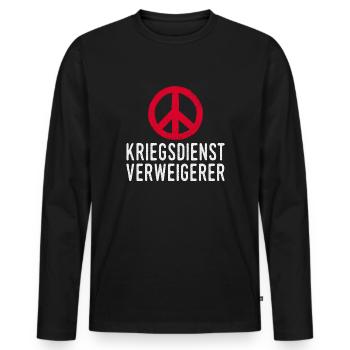 Kriegsdienst Verweigerer Peace Symbol - Männer Premium Bio Langarmshirt - Schwarz - Vorne - Nico (187cm)