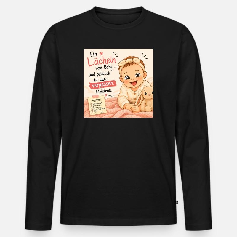 Babylächeln: Vergessen Meistens - Männer Premium Bio Langarmshirt - Schwarz