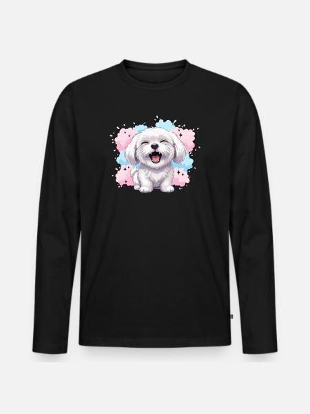 Éclaboussure pastel joyeuse et duveteuse - T-shirt manches longues Premium bio Homme - noir