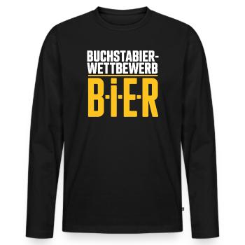 Bier Buchstabierwettbewerb Malle Party JGA Herren - Männer Premium Bio Langarmshirt - Schwarz - Vorne - Nico (187cm)