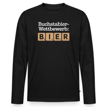 Bier Buchstabierwettbewerb Malle Party JGA Herren - Männer Premium Bio Langarmshirt - Schwarz - Vorne - Nico (187cm)