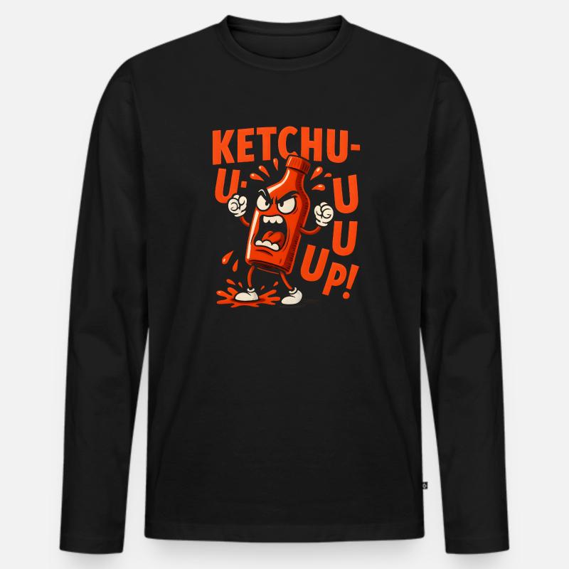 Wütende Ketchupflasche - Männer Premium Bio Langarmshirt - Schwarz