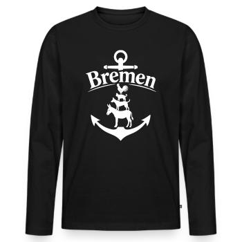 Bremen - Männer Premium Bio Langarmshirt - Schwarz - Vorne - Nico (187cm)
