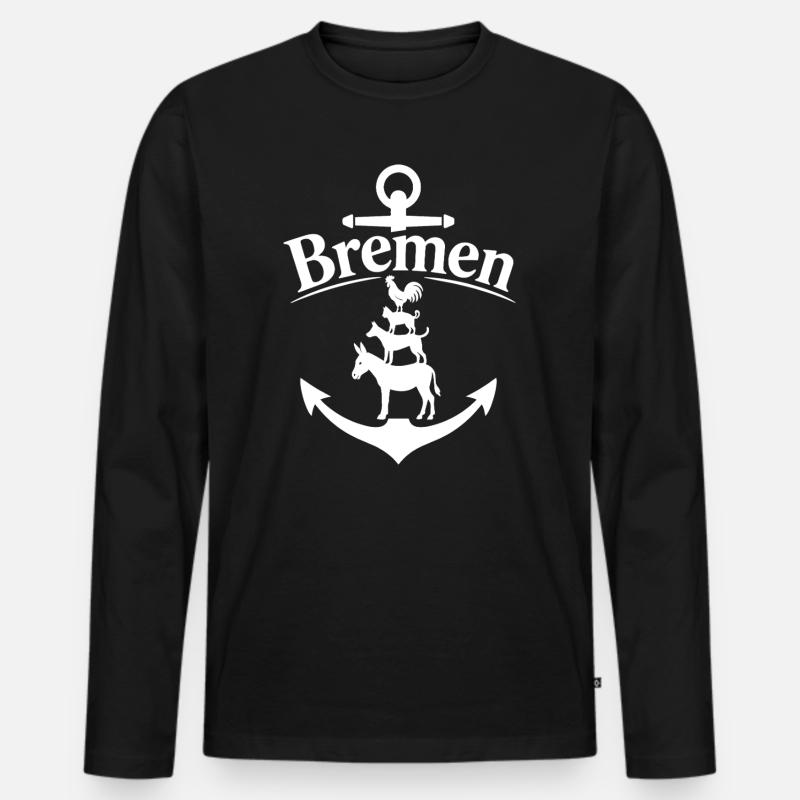 Bremen - Männer Premium Bio Langarmshirt - Schwarz