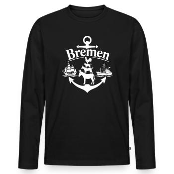 Bremen - Männer Premium Bio Langarmshirt - Schwarz - Vorne - Nico (187cm)