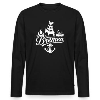 Bremen - Männer Premium Bio Langarmshirt - Schwarz - Vorne - Nico (187cm)