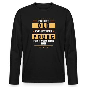 Pas vieux millésime - T-shirt manches longues Premium bio Homme - noir - Devant - Nico (187cm)