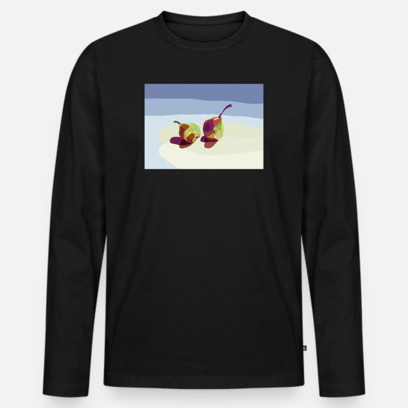 Abstrakte Birnen am Strand - Männer Premium Bio Langarmshirt - Schwarz