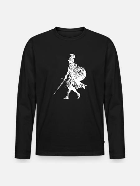 Knight Silhouette Shield Sword - Men's Premium Organic Long Sleeve Shirt - black