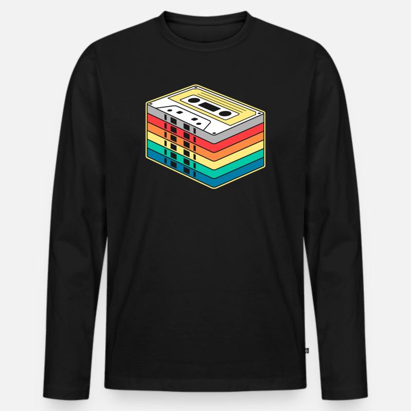 Vibrant Rainbow Kassette - Männer Premium Bio Langarmshirt - Schwarz