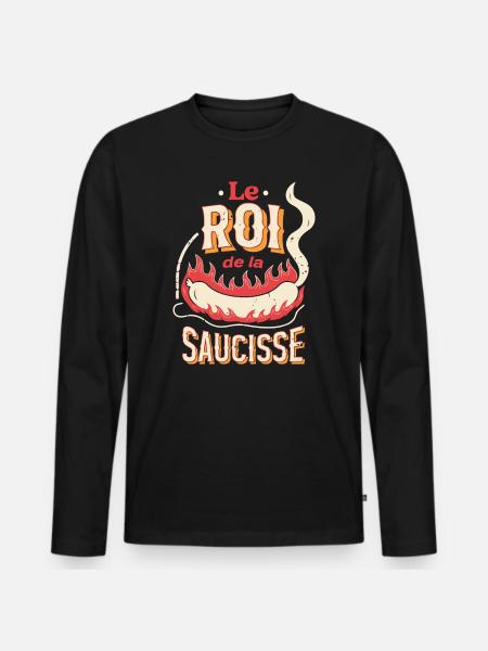 Le Roi de la Saucisse - T-shirt manches longues Premium bio Homme - noir