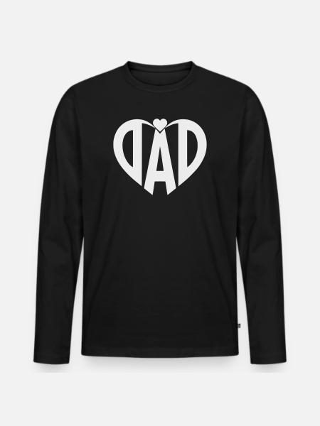 Herz-Dad Typo Silhouette - Männer Premium Bio Langarmshirt - Schwarz