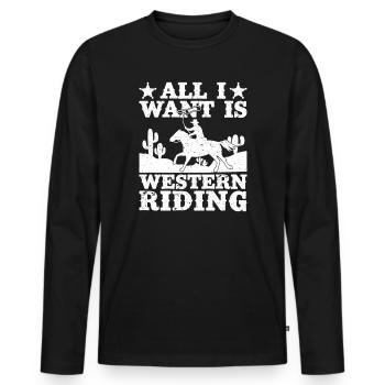L’équitation de rodéo tout ce que je veux, c’est de l’équitation western - T-shirt manches longues Premium bio Homme - noir - Devant - Nico (187cm)