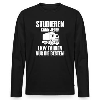 Studieren kann jeder LKW fahren nur die besten  - Männer Premium Bio Langarmshirt - Schwarz - Vorne - Nico (187cm)