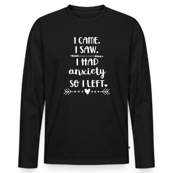 Ich kam und sah, dass ich Angst hatte - Männer Premium Bio Langarmshirt - Schwarz - Vorne - Nico (187cm)