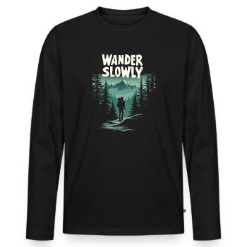 Errer lentement Marcher lentement Forêt - T-shirt manches longues Premium bio Homme - noir - Devant - Nico (187cm)