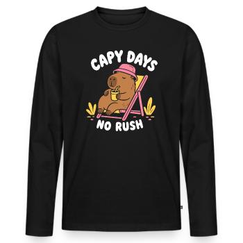 Capy Days No Rush Capybara - Männer Premium Bio Langarmshirt - Schwarz - Vorne - Nico (187cm)