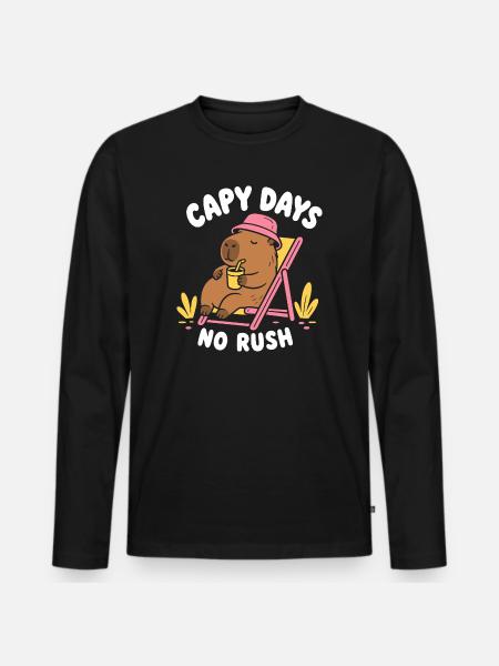 Capy Days No Rush Capybara - Men's Premium Organic Long Sleeve Shirt - black