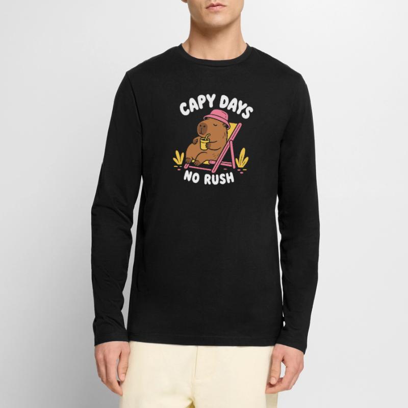 Capy Days No Rush Capybara Männer Premium Bio Langarmshirt