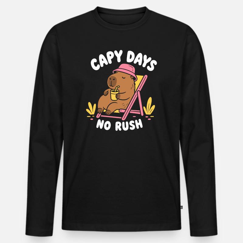 Capy Days No Rush Capybara - Men's Premium Organic Long Sleeve Shirt - black
