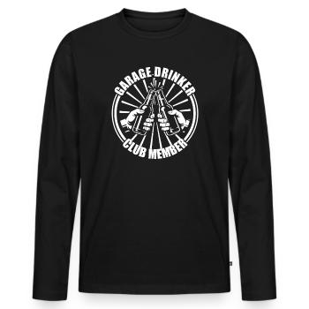 Buveur de garage, amateur de voitures, gars de voitures, mécanicien - T-shirt manches longues Premium bio Homme - noir - Devant - Nico (187cm)