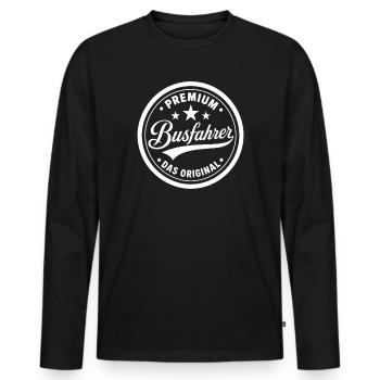 Premium Siegel Busfahrer Original Berufe Sprüche - Männer Premium Bio Langarmshirt - Schwarz - Vorne - Nico (187cm)