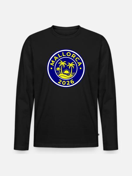 Mallorca 2026 Palmen - Männer Premium Bio Langarmshirt - Schwarz