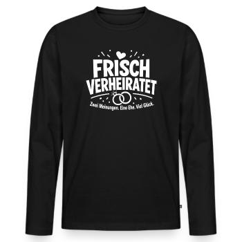 Frisch verheiratet, Viel Glück. - Männer Premium Bio Langarmshirt - Schwarz - Vorne - Nico (187cm)