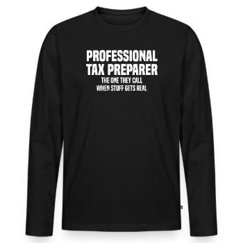 Tax Pro Anthem: Real-Deal Prep - Men's Premium Organic Long Sleeve Shirt - black - Front - Nico (187cm)